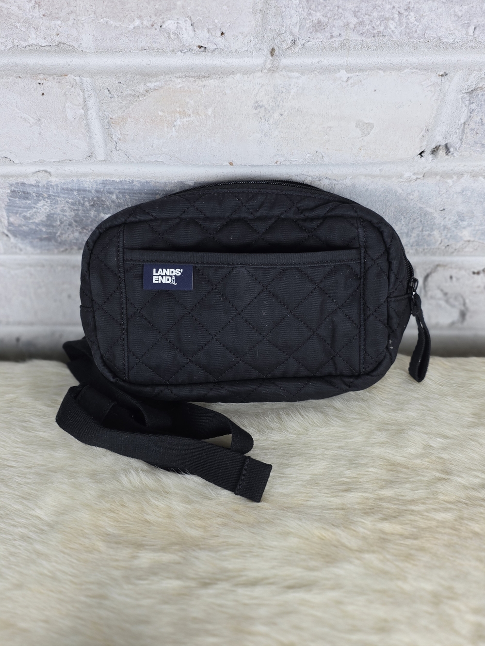 Lands' End Black Quilted Crossbody Bag
